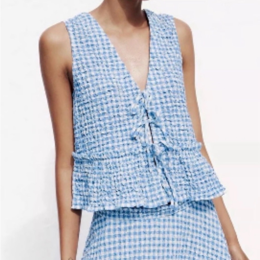 Gingham tie top Medium nursing/breastfeeding friendly seersucker